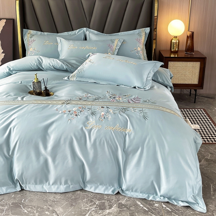 91家纺网 家纺一手货源 找家纺 （总）2023新款A类天丝棉轻奢刺绣四件套-华尔兹