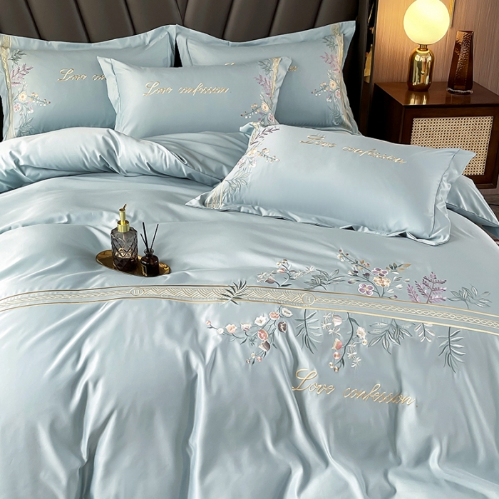 91家纺网 家纺一手货源 找家纺 （总）2023新款A类天丝棉轻奢刺绣四件套-华尔兹