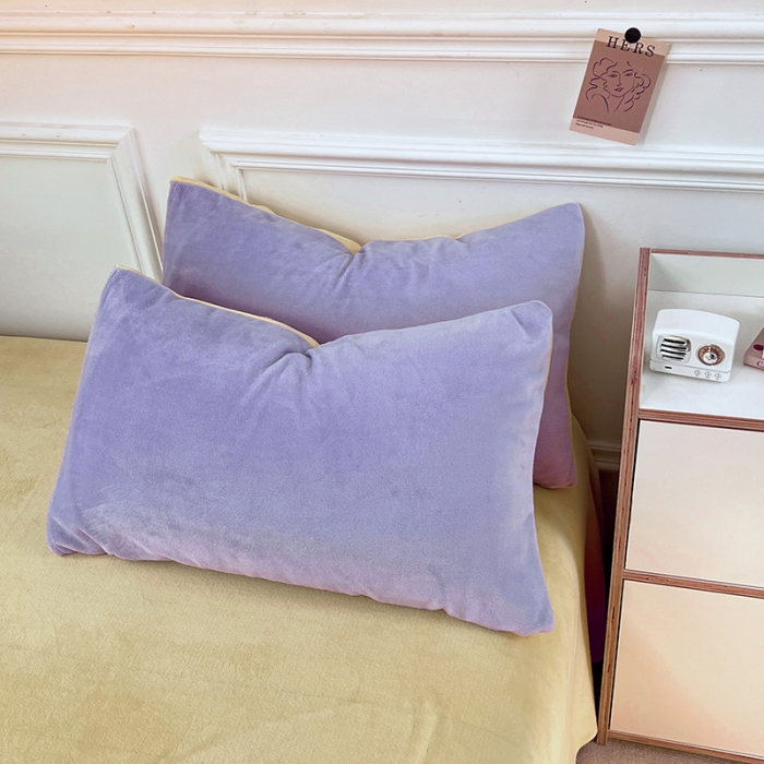 91家纺网 家纺一手货源 找家纺 宜家坊 ins风小红书博主推荐A类高克重纯色双拼牛奶绒四件套 芋泥奶紫