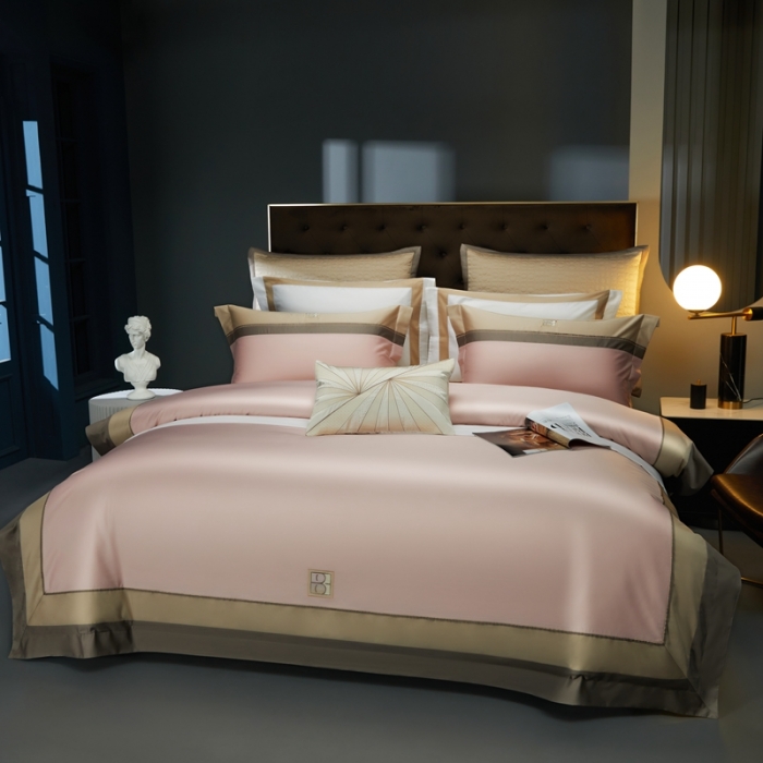 91家纺网 家纺一手货源 找家纺 缔缦 2023新款高端100s刺绣四件套-安琪儿 粉