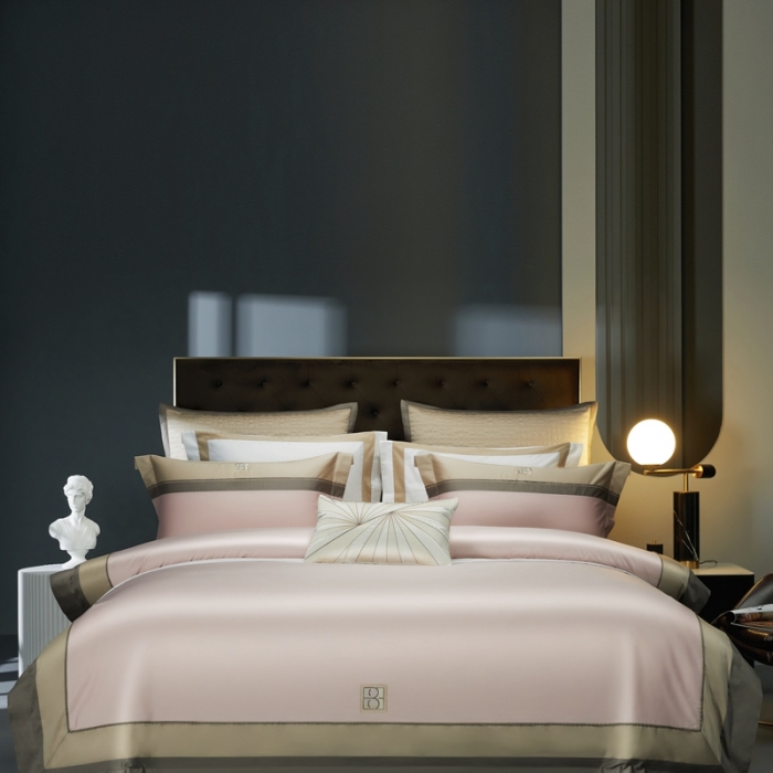 91家纺网 家纺一手货源 找家纺 缔缦 2023新款高端100s刺绣四件套-安琪儿 粉