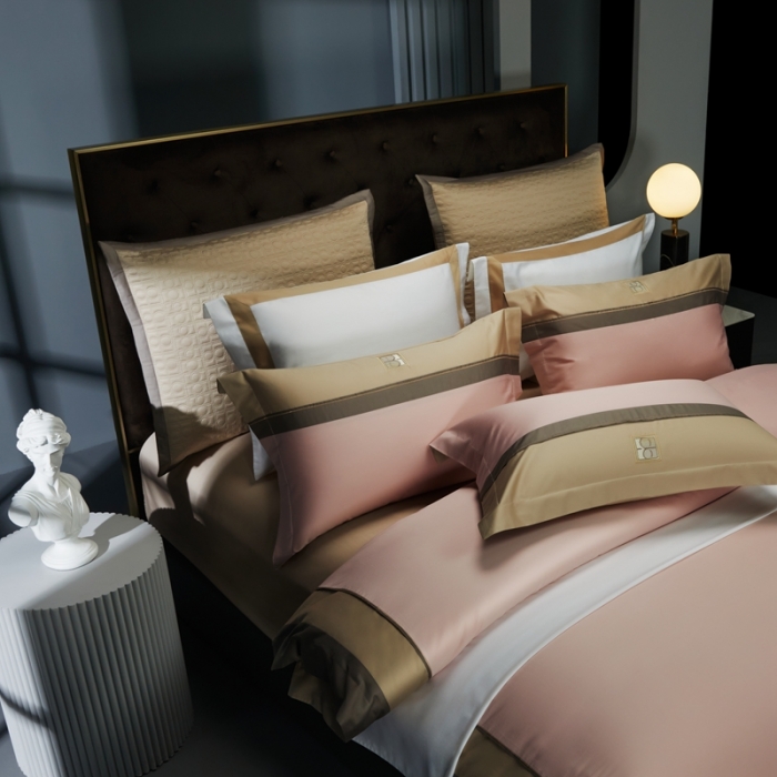 91家纺网 家纺一手货源 找家纺 缔缦 2023新款高端100s刺绣四件套-安琪儿 粉