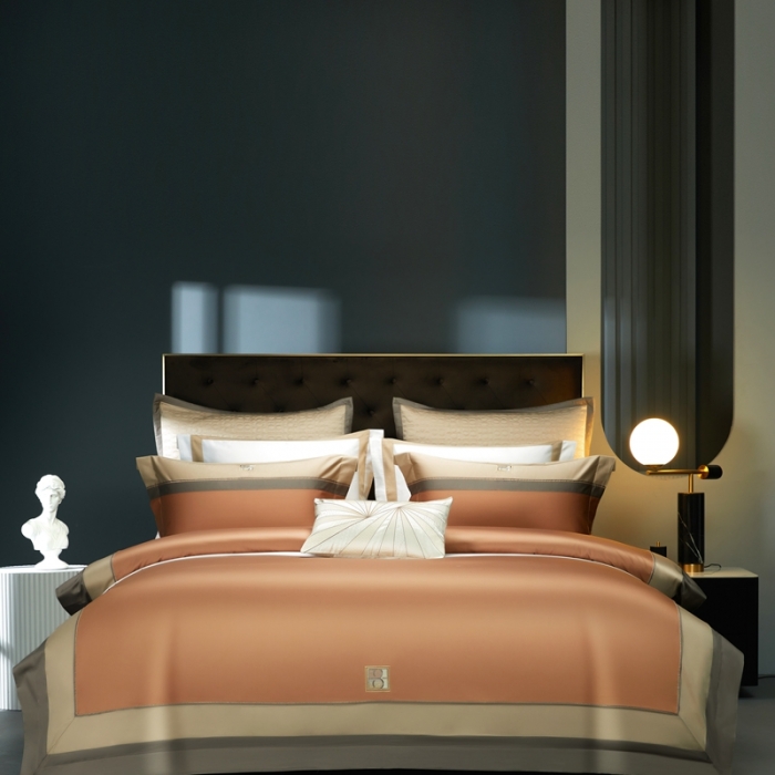 91家纺网 家纺一手货源 找家纺 缔缦 2023新款高端100s刺绣四件套-安琪儿 桔