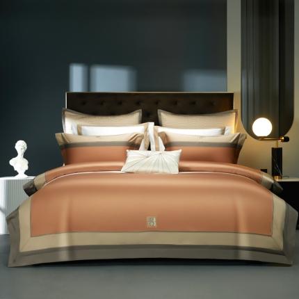 缔缦 2023新款高端100s刺绣四件套-安琪儿 桔