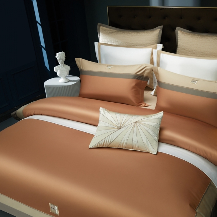 91家纺网 家纺一手货源 找家纺 缔缦 2023新款高端100s刺绣四件套-安琪儿 桔