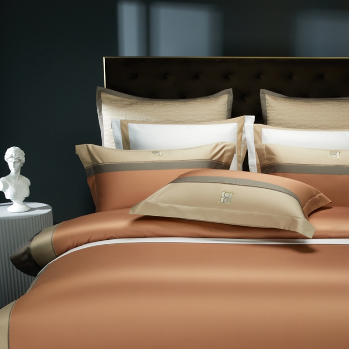 91家纺网 家纺一手货源 找家纺 缔缦 2023新款高端100s刺绣四件套-安琪儿 桔