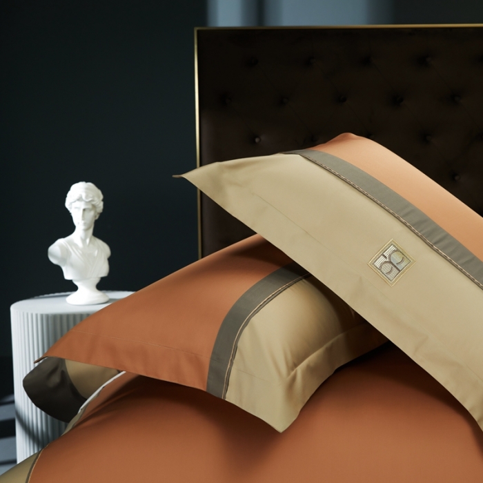 91家纺网 家纺一手货源 找家纺 缔缦 2023新款高端100s刺绣四件套-安琪儿 桔