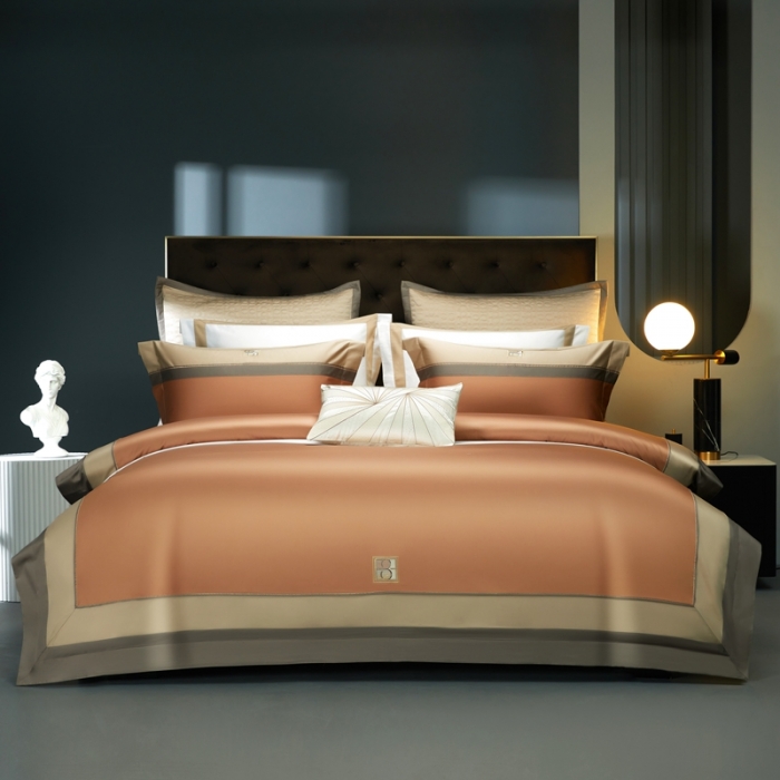 91家纺网 家纺一手货源 找家纺 缔缦 2023新款高端100s刺绣四件套-安琪儿 桔