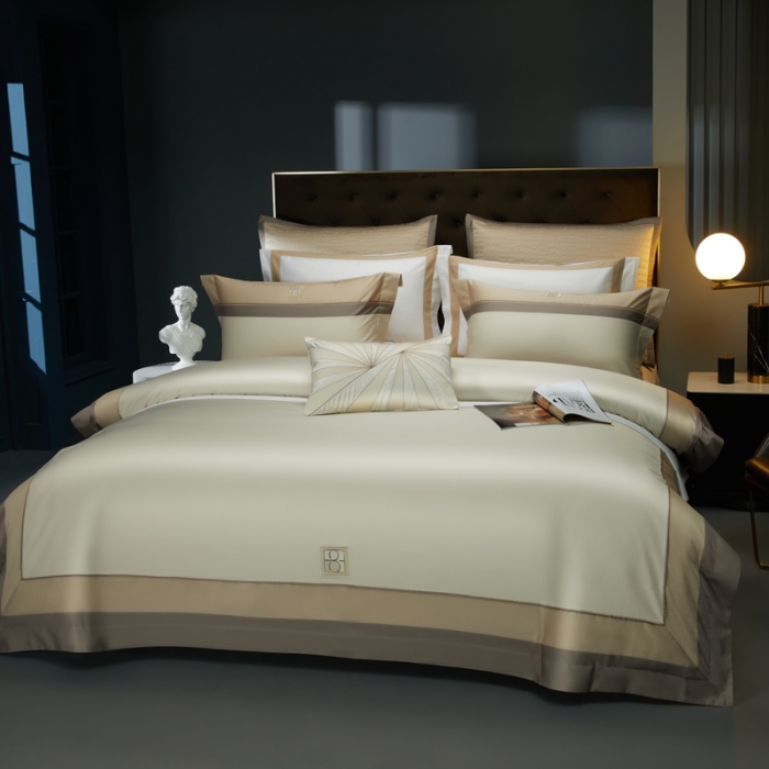 91家纺网 家纺一手货源 找家纺 缔缦 2023新款高端100s刺绣四件套-安琪儿 卡槟