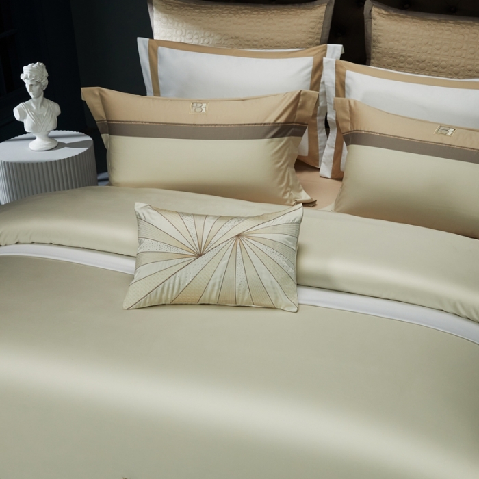 91家纺网 家纺一手货源 找家纺 缔缦 2023新款高端100s刺绣四件套-安琪儿 卡槟