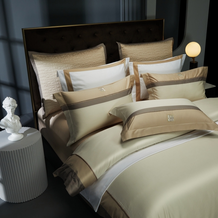 91家纺网 家纺一手货源 找家纺 缔缦 2023新款高端100s刺绣四件套-安琪儿 卡槟