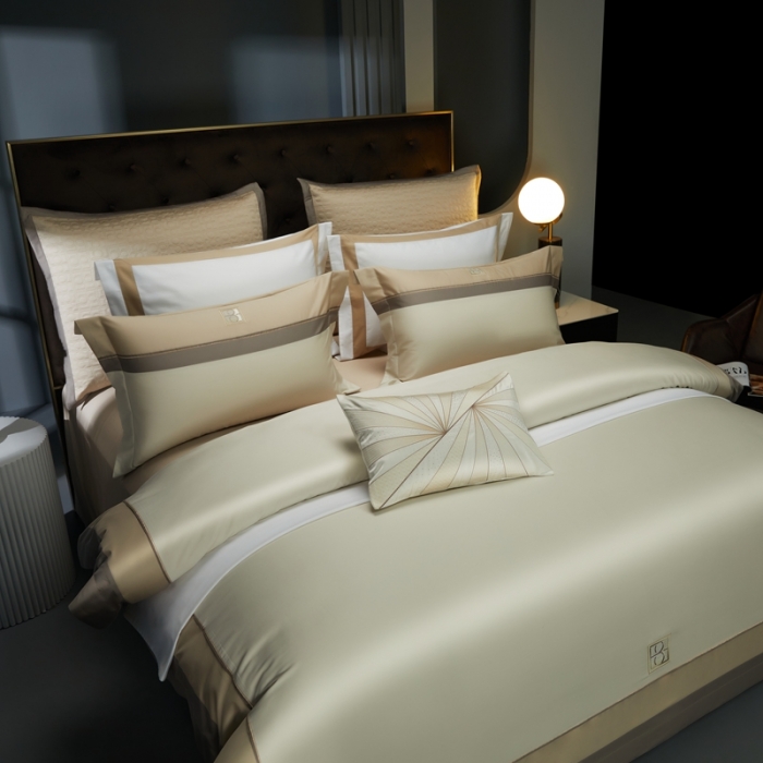 91家纺网 家纺一手货源 找家纺 缔缦 2023新款高端100s刺绣四件套-安琪儿 卡槟