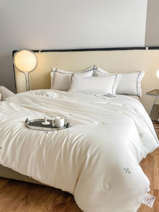 91家纺网 家纺一手货源 找家纺 新款天丝棉大提花蚕丝大豆被蚕丝二合一拉链子母被芯剪花大豆蚕丝被子 蚕丝大豆子母被