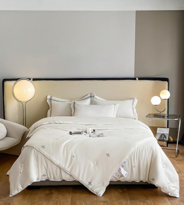 91家纺网 家纺一手货源 找家纺 新款天丝棉大提花蚕丝大豆被蚕丝二合一拉链子母被芯剪花大豆蚕丝被子 蚕丝大豆子母被