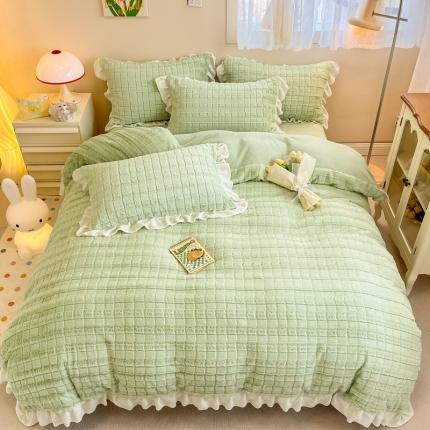 91家纺网 家纺一手货源 找家纺 （总）沐辰家居 2023新款兔兔牛奶绒花边款四件套