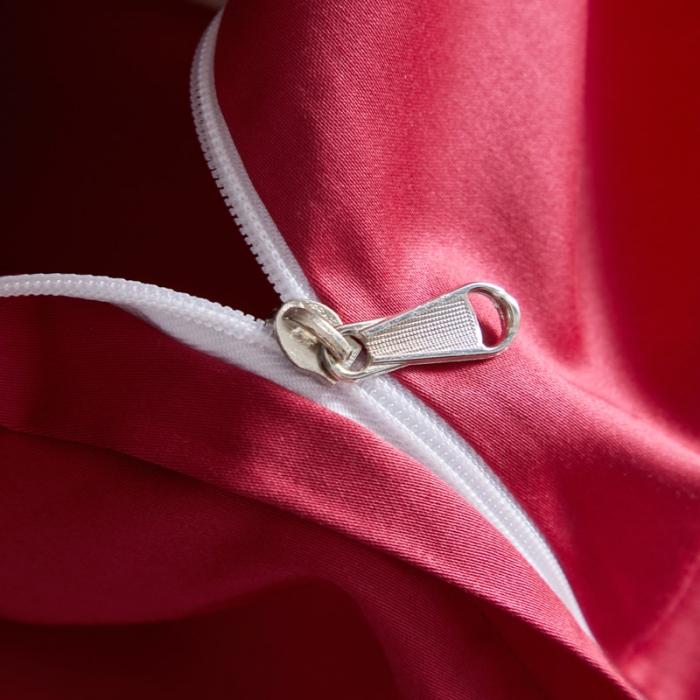 91家纺网 家纺一手货源 找家纺 100支100S全棉太妃缎纯色拼色四件套可选多件套可定制 波尔多红