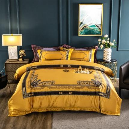91家纺网 家纺一手货源 找家纺 宜家坊 2023新款高克重高奢云丝绒系列四件套 佛罗伦萨-黄