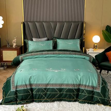 91家纺网 家纺一手货源 找家纺 宜家坊 2023新款高克重高奢云丝绒系列四件套 维纳斯-墨绿