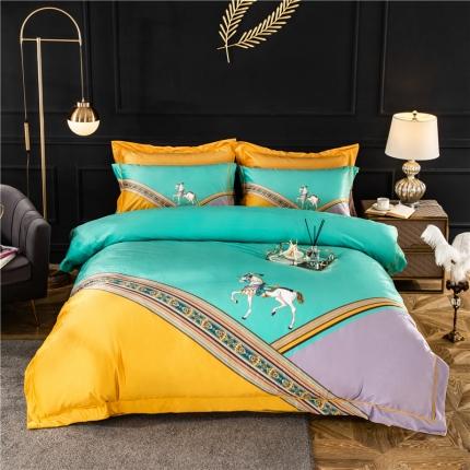 91家纺网 家纺一手货源 找家纺 宜家坊 2023新款高克重高奢云丝绒系列四件套 雅典-兰