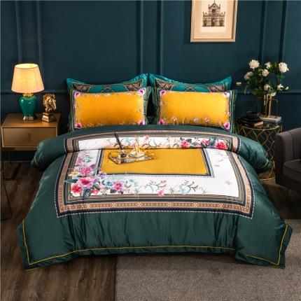 91家纺网 家纺一手货源 找家纺 宜家坊 2023新款高克重高奢云丝绒系列四件套 祖玛珑-绿
