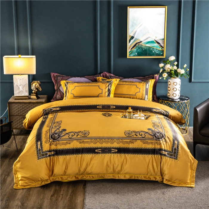 91家纺网 家纺一手货源 找家纺 宜家坊 2023新款高克重高奢云丝绒系列四件套 佛罗伦萨-黄