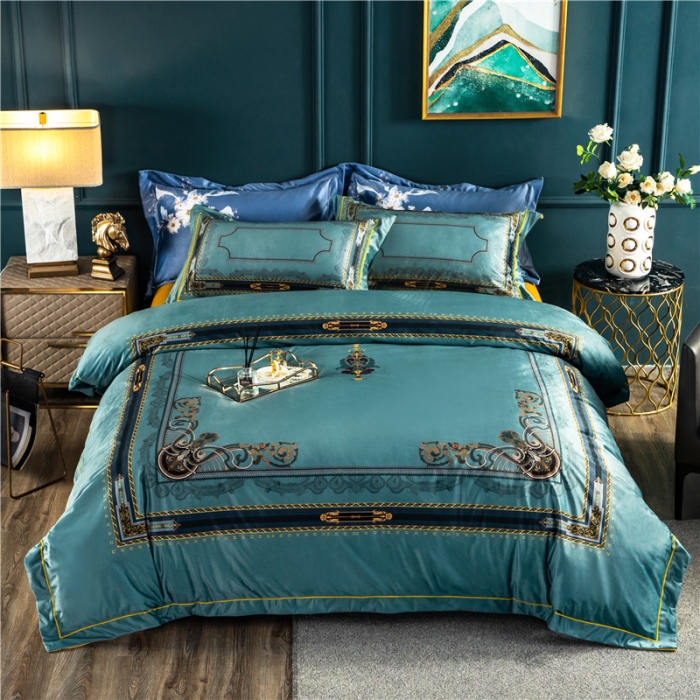 91家纺网 家纺一手货源 找家纺 宜家坊 2023新款高克重高奢云丝绒系列四件套 佛罗伦萨-绿