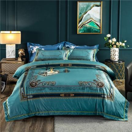 宜家坊 2023新款高克重高奢云丝绒系列四件套 佛罗伦萨-绿