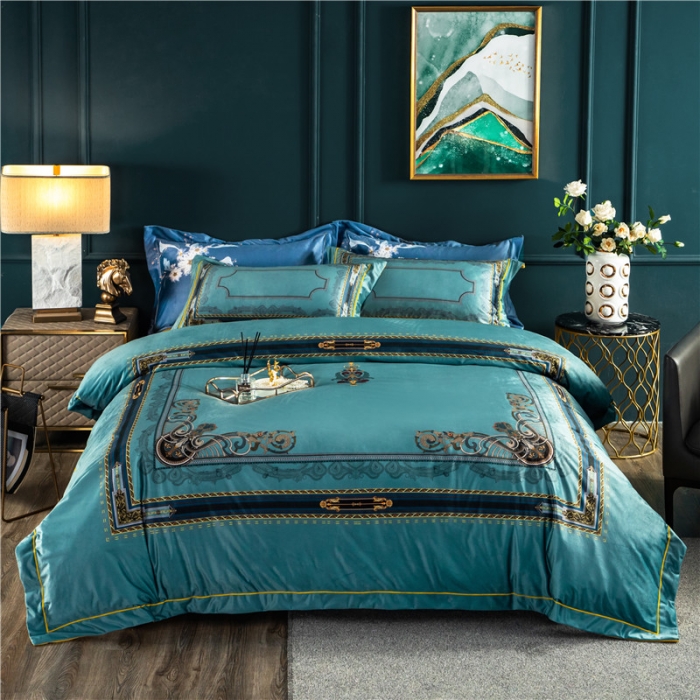 91家纺网 家纺一手货源 找家纺 宜家坊 2023新款高克重高奢云丝绒系列四件套 佛罗伦萨-绿