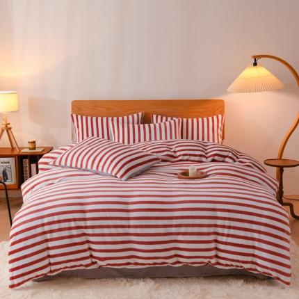 91家纺网 家纺一手货源 找家纺 （总）2023新款无印风印花双面牛奶绒四件套