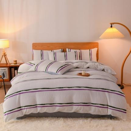 91家纺网 家纺一手货源 找家纺 （总）2023新款无印风印花双面牛奶绒四件套