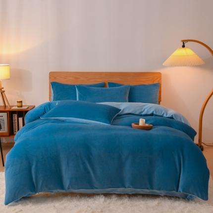 91家纺网 家纺一手货源 找家纺 （总）2023新款无印风印花双面牛奶绒四件套