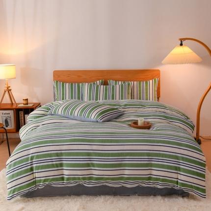 91家纺网 家纺一手货源 找家纺 （总）2023新款无印风印花双面牛奶绒四件套