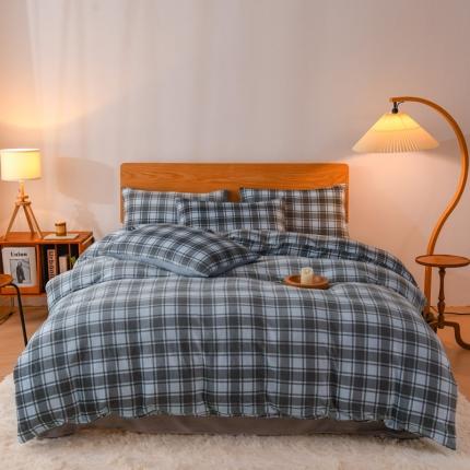 91家纺网 家纺一手货源 找家纺 （总）2023新款无印风印花双面牛奶绒四件套