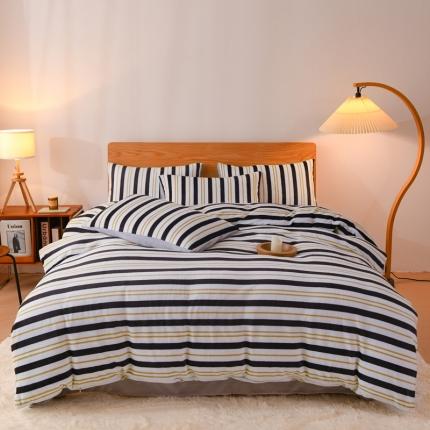 91家纺网 家纺一手货源 找家纺 （总）2023新款无印风印花双面牛奶绒四件套