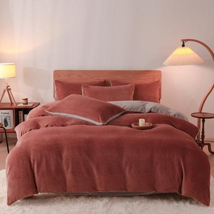 91家纺网 家纺一手货源 找家纺 （总）2023新款无印风印花双面牛奶绒四件套