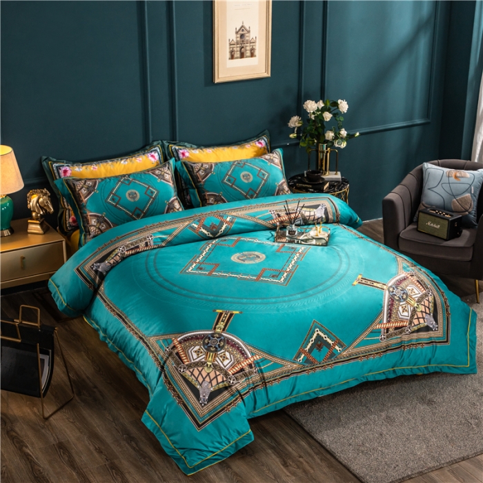 91家纺网 家纺一手货源 找家纺 宜家坊 2023新款高克重高奢云丝绒系列四件套 卡戴珊-兰