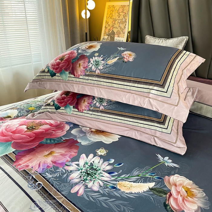 91家纺网 家纺一手货源 找家纺 宜家坊 2023新款高克重高奢云丝绒系列四件套 流金岁月-豆沙