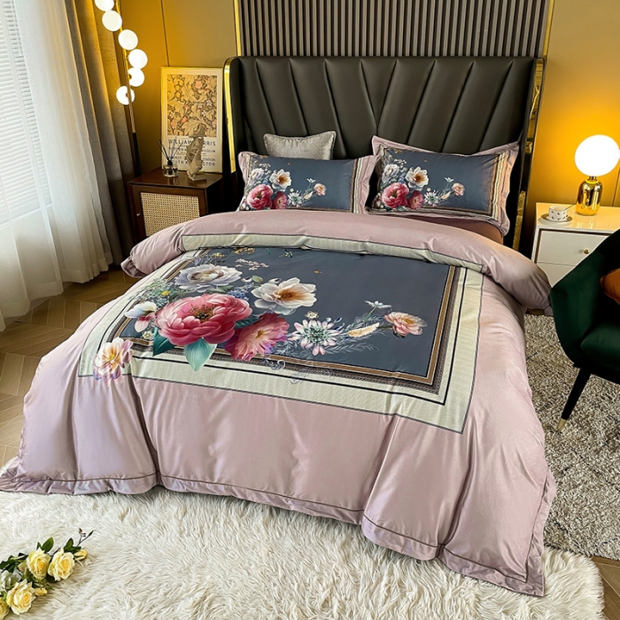 91家纺网 家纺一手货源 找家纺 宜家坊 2023新款高克重高奢云丝绒系列四件套 流金岁月-豆沙