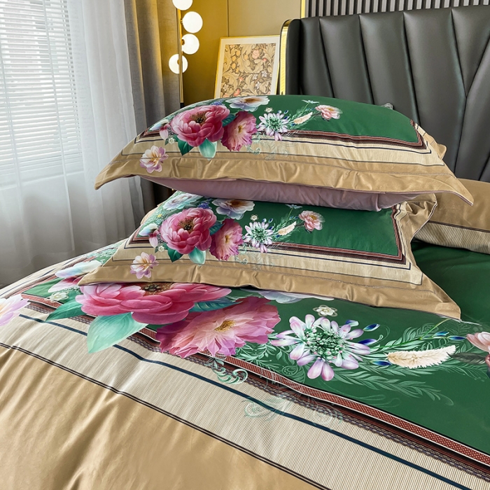 91家纺网 家纺一手货源 找家纺 宜家坊 2023新款高克重高奢云丝绒系列四件套 流金岁月-咖