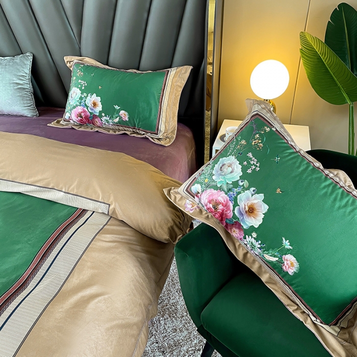 91家纺网 家纺一手货源 找家纺 宜家坊 2023新款高克重高奢云丝绒系列四件套 流金岁月-咖