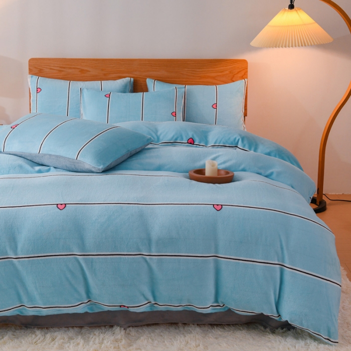 91家纺网 家纺一手货源 找家纺 （总）2023新款无印风印花双面牛奶绒四件套