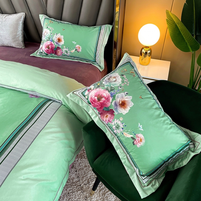 91家纺网 家纺一手货源 找家纺 宜家坊 2023新款高克重高奢云丝绒系列四件套 流金岁月-绿