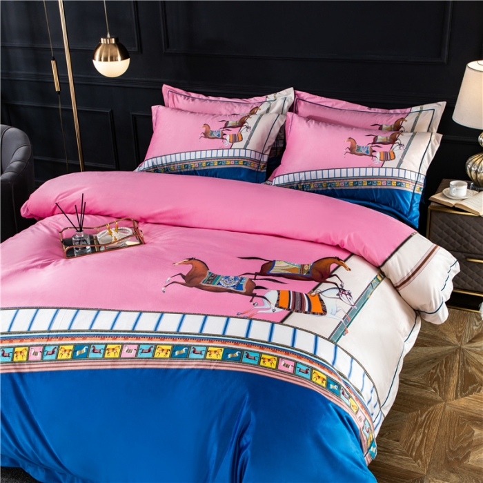 91家纺网 家纺一手货源 找家纺 宜家坊 2023新款高克重高奢云丝绒系列四件套 马德里-粉