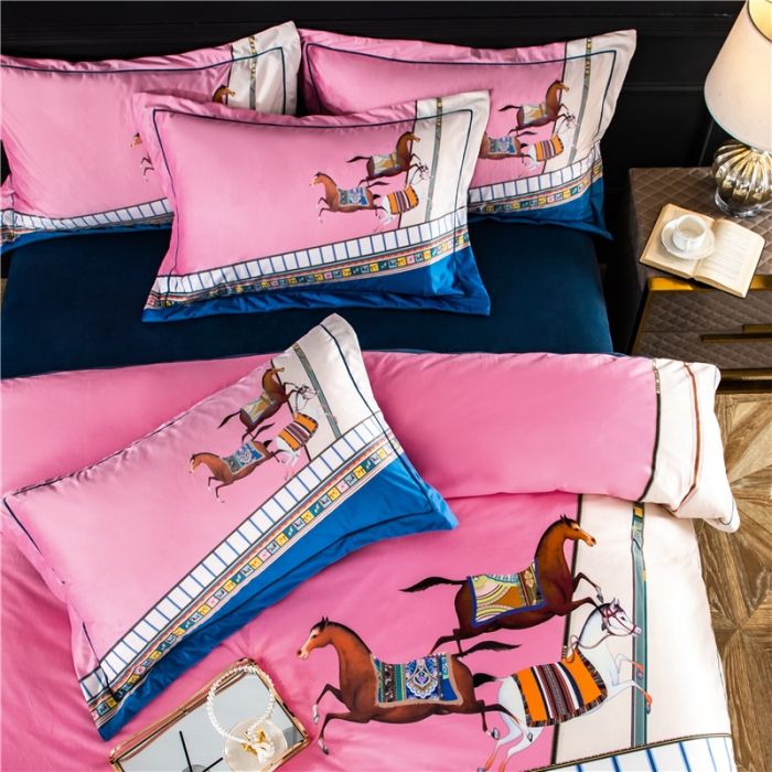 91家纺网 家纺一手货源 找家纺 宜家坊 2023新款高克重高奢云丝绒系列四件套 马德里-粉