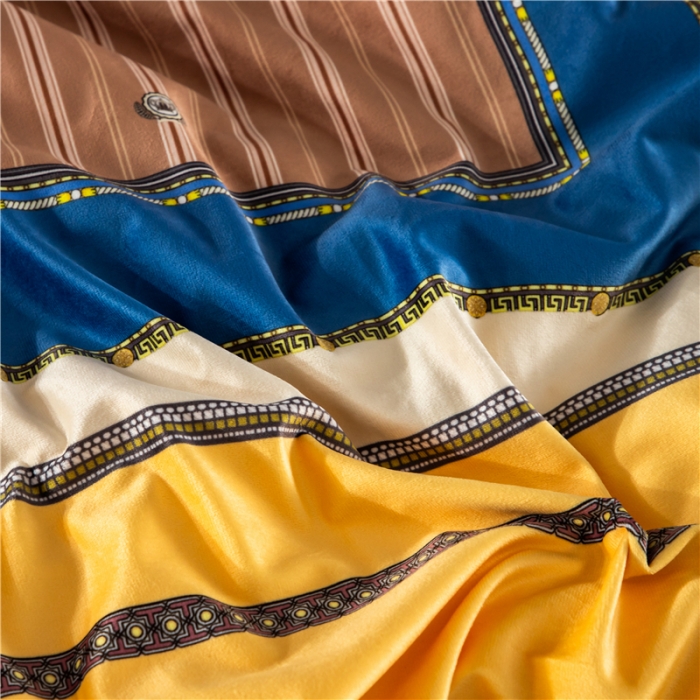 91家纺网 家纺一手货源 找家纺 宜家坊 2023新款高克重高奢云丝绒系列四件套 圣托里尼-棕