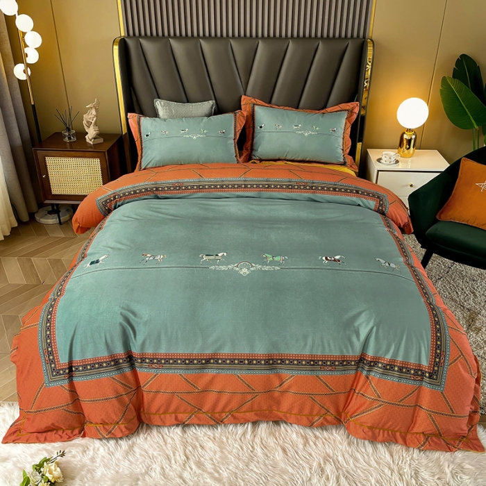 91家纺网 家纺一手货源 找家纺 宜家坊 2023新款高克重高奢云丝绒系列四件套 维纳斯-桔