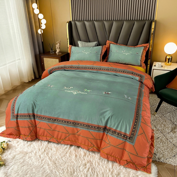 91家纺网 家纺一手货源 找家纺 宜家坊 2023新款高克重高奢云丝绒系列四件套 维纳斯-桔