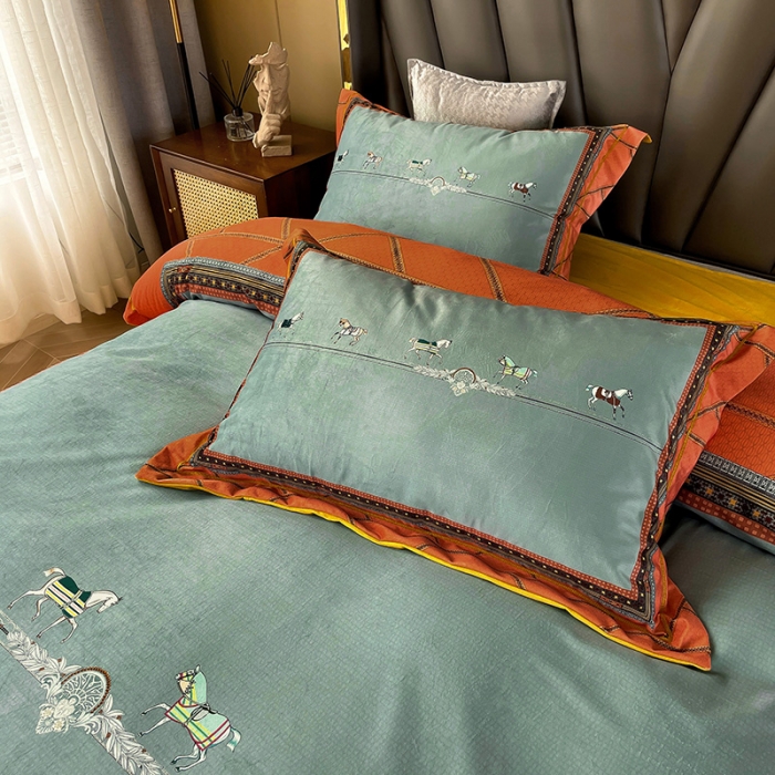 91家纺网 家纺一手货源 找家纺 宜家坊 2023新款高克重高奢云丝绒系列四件套 维纳斯-桔