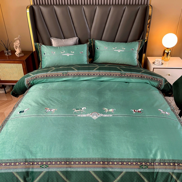 91家纺网 家纺一手货源 找家纺 宜家坊 2023新款高克重高奢云丝绒系列四件套 维纳斯-墨绿