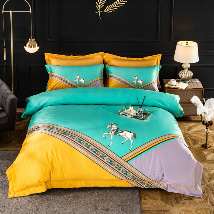 91家纺网 家纺一手货源 找家纺 宜家坊 2023新款高克重高奢云丝绒系列四件套 雅典-兰